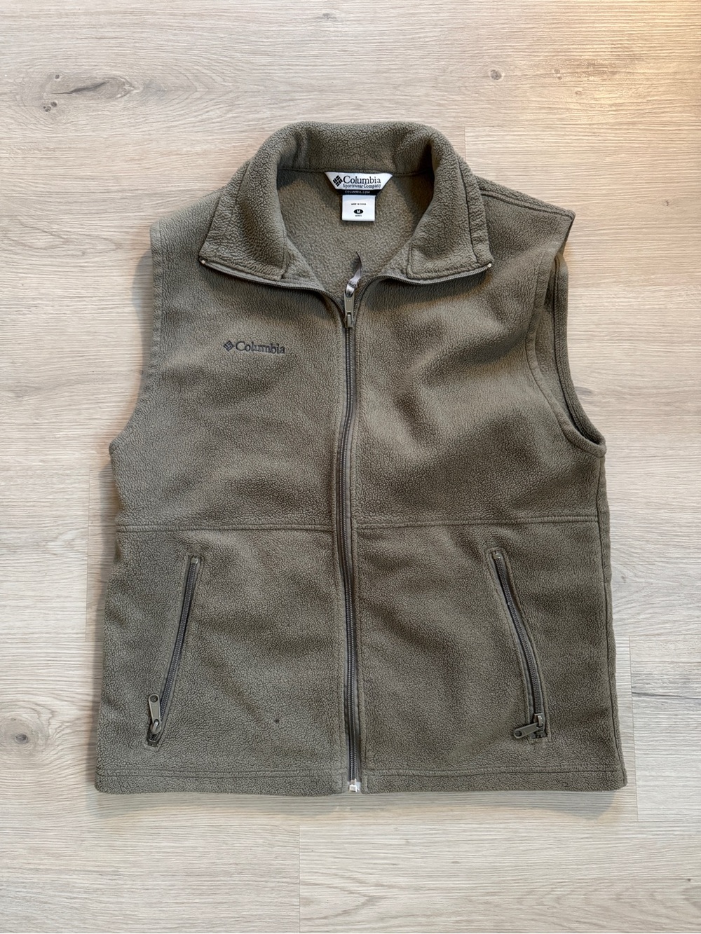 Columbia Olive Gray Full Zip Fleece Vest Men’s M